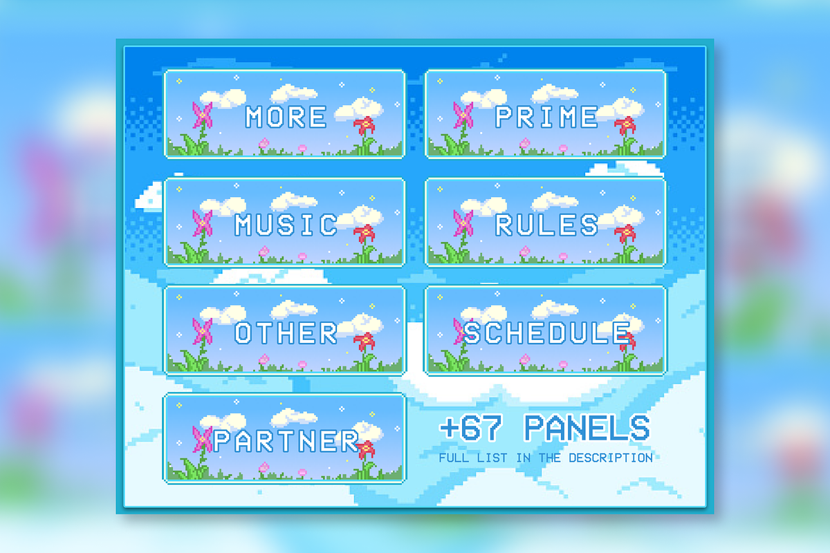 74x Sky Pixel Panels for Twitch, an Illustration by Custom Fonts & Patterns (Photo 6 of 7)