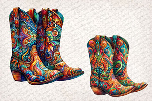 Watercolor Western Cowboy Boot PNG