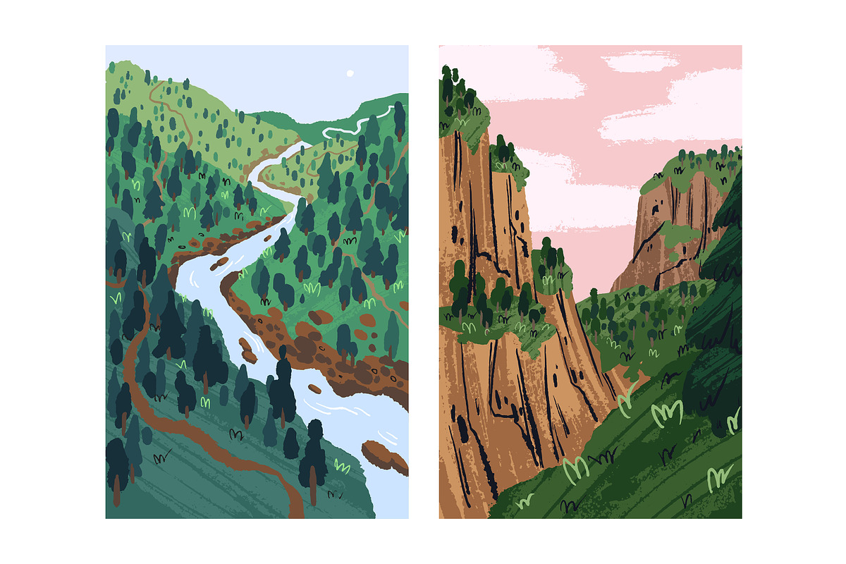Nature landscapes, cityscape posters, a Seasonal Illustration by PaperTrident (Photo 3 of 3)