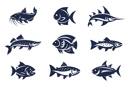 Sea and River Fishes Vector Isolated, an Animal Illustration by Pixes