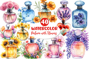 Perfume Scents with Flowers Clipart, an Illustration by Dream Creation