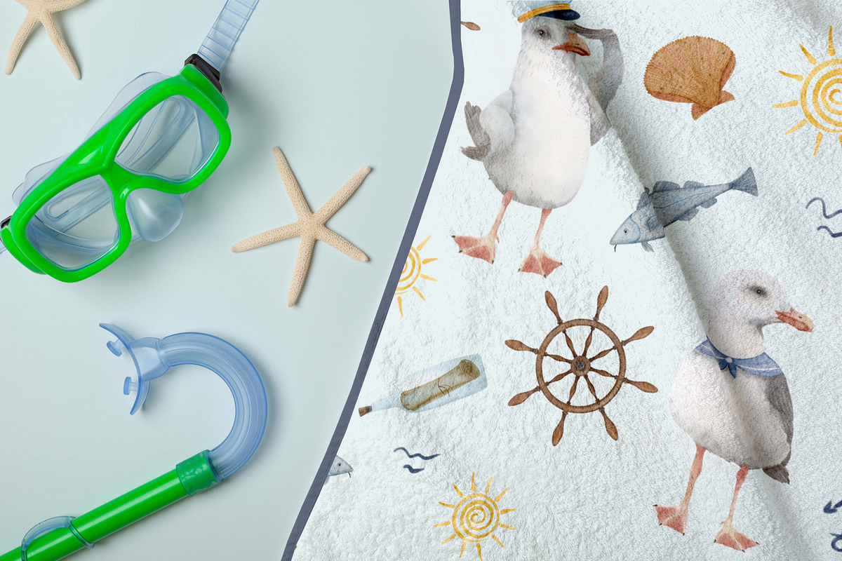 Nautical Watercolor Sea Clipart, an Animal Illustration by ZabolotnaArt (Photo 9 of 13)