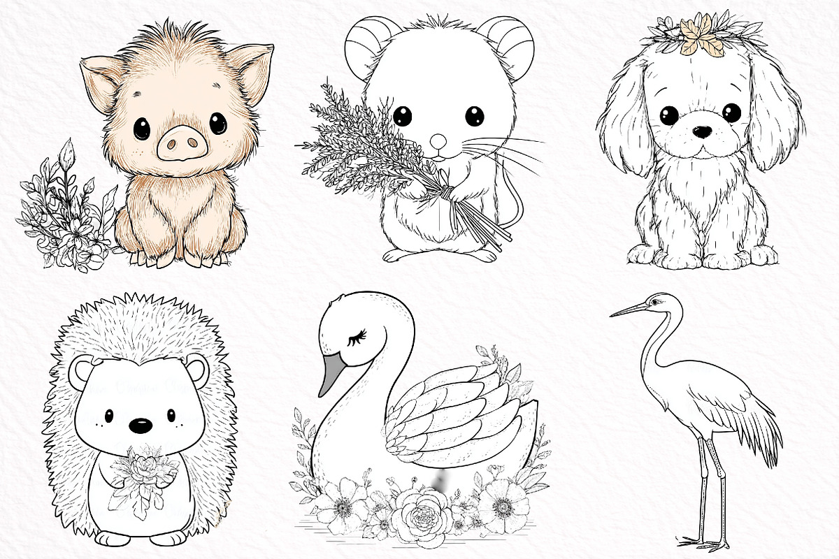 Cute forest animals Clipart, an Illustration by DreamArtGraphic (Photo 2 of 8)
