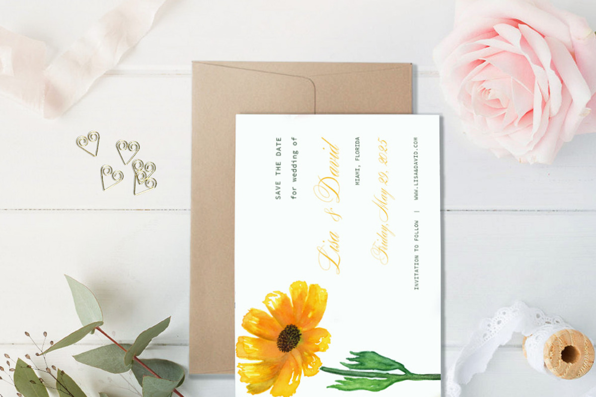Sunflower Watercolor Wedding Suite, an Invitation Template by Love Design (Photo 3 of 12)