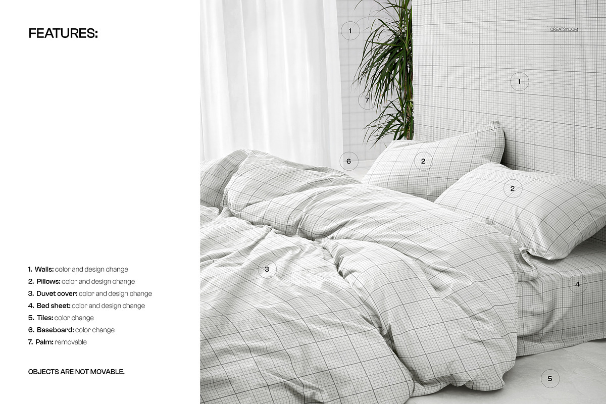 Messy Duvet Cover and Pillows Mockup, a Household Mockup by creatsy5 (Photo 3 of 6)