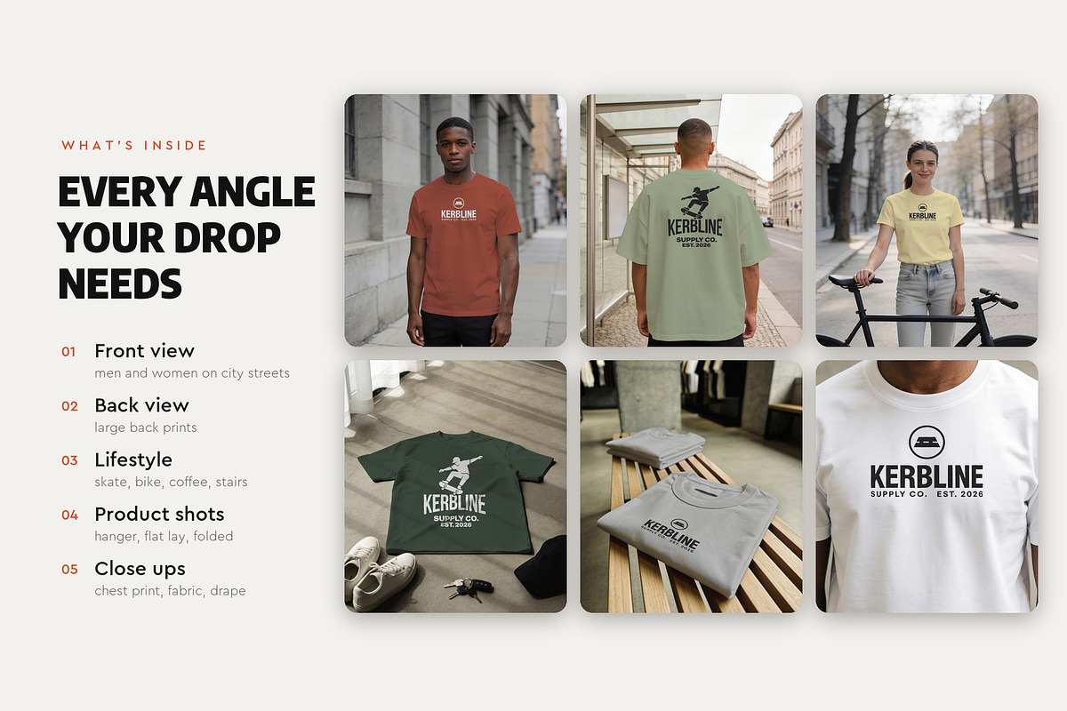 Streetwear T-shirt Mockup Pack, a Merchandise Mockup by Motion-Box (Photo 2 of 4)