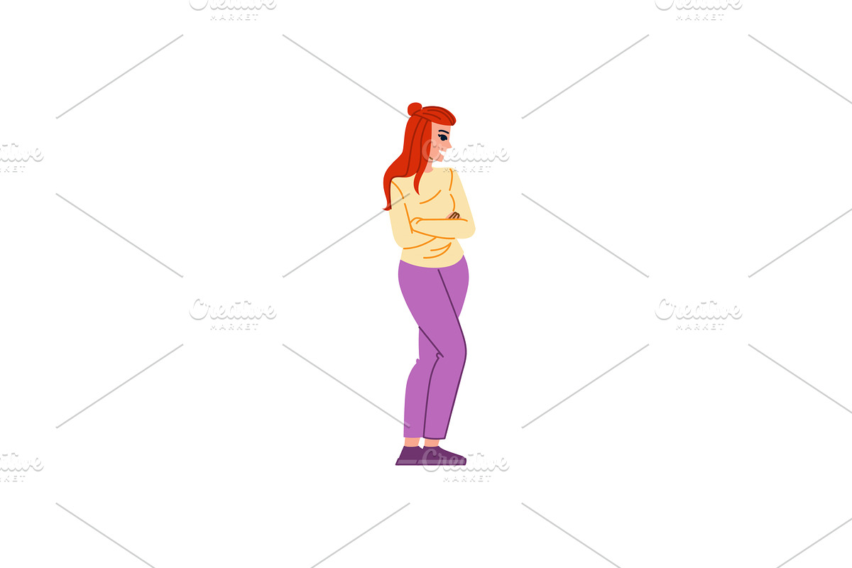 Young woman standing with folded, an Object Illustration by pikepicture