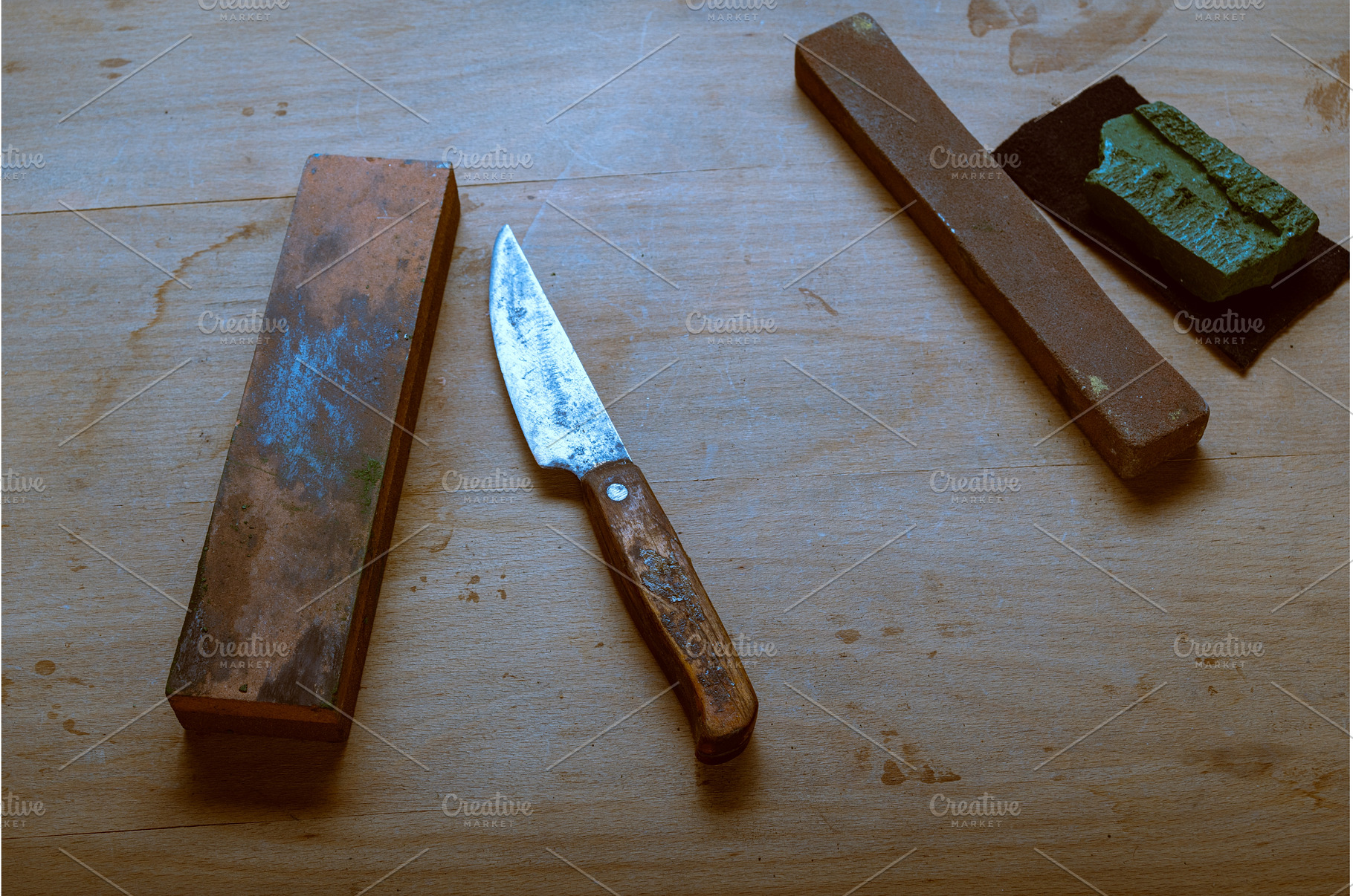 Vintage wooden handle utility knife, an Industrial Photo by Stockphoto by vzwer