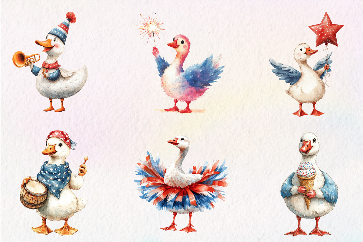 Cartoonish Patriotic Goose Clipart, an Illustration by CreationArt (Photo 2 of 9)