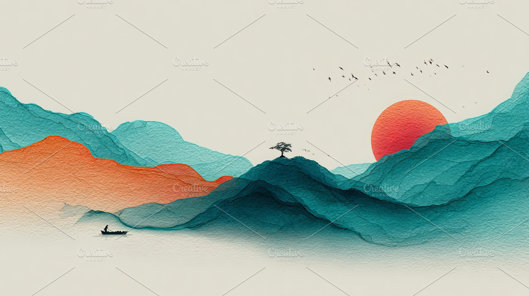 Ink Landscape Wall Art, a Photo by Design Store