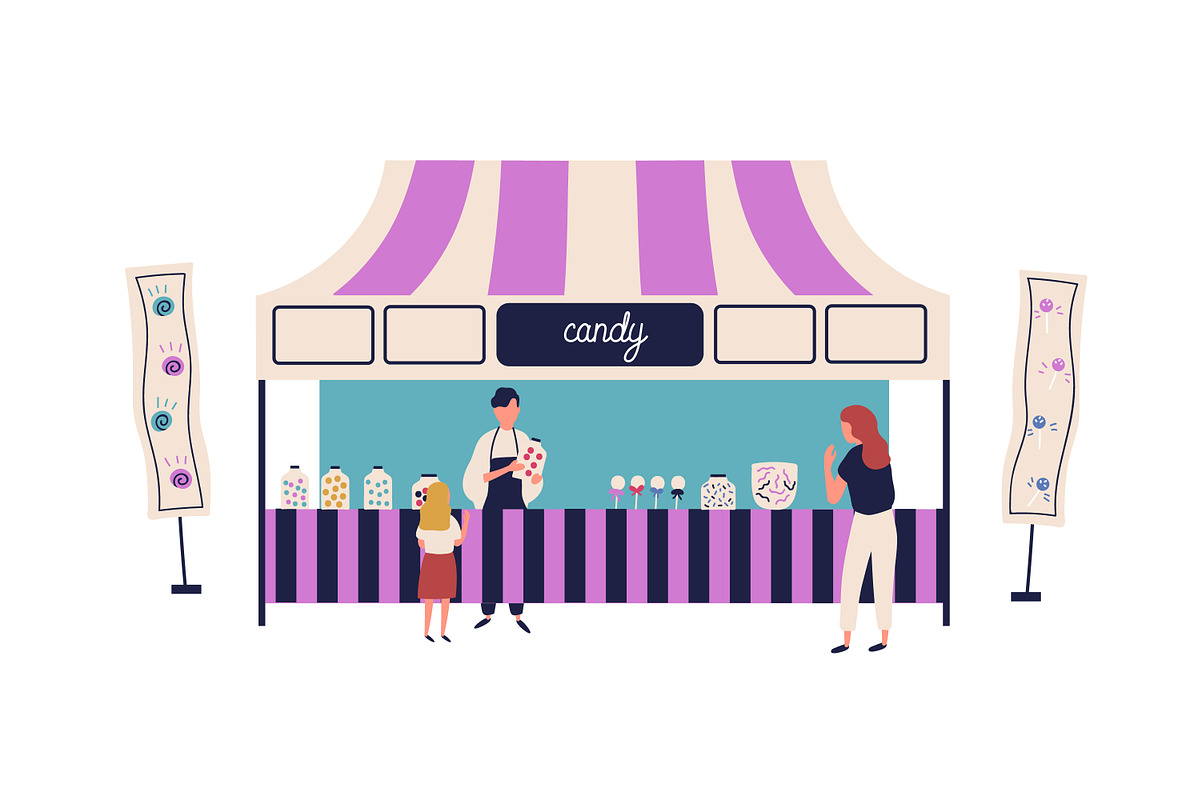 People buy sweets in candy shop, a Food Illustration by Good Studio (Photo 2 of 3)