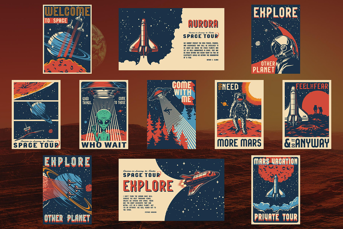 18 Retro Space Posters, a Brochure Template by DGIM studio (Photo 3 of 5)