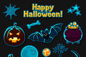 Happy Halloween Sticker Set.