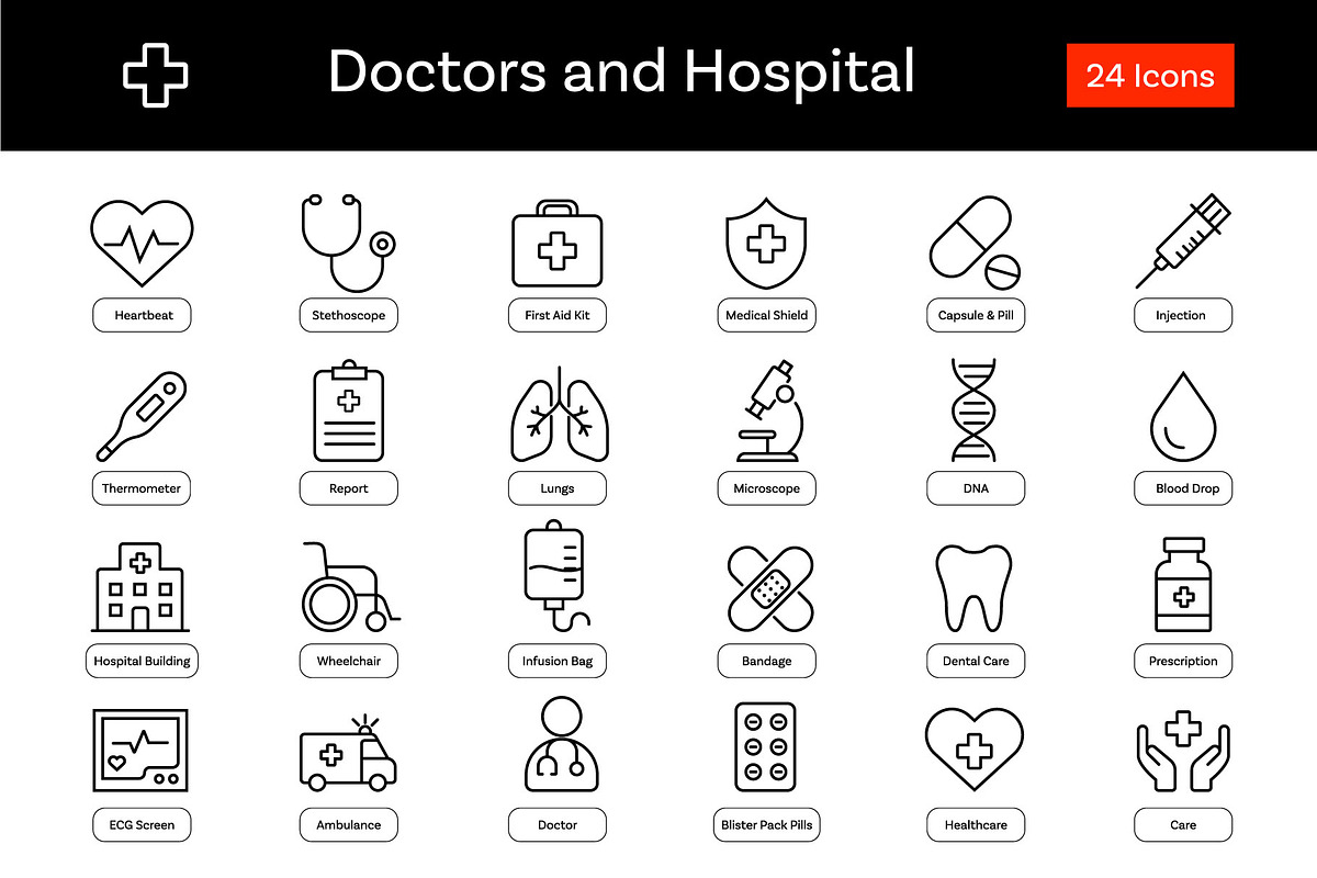Medical & Healthcare Line Icons, an Outline Icon by Motaleb Hossain (Photo 2 of 3)