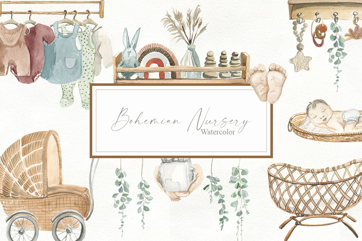 Bohemian Nursery Watercolor, an Illustration by Love Watercolor Store (Photo 1 of 7)