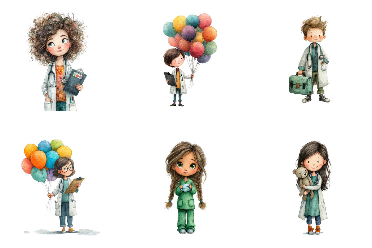 Cute Doctors Medical Clipart, a Seasonal Illustration by CreationArt (Photo 9 of 9)