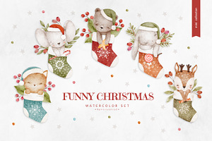 FUNNY CHRISTMAS watercolor set