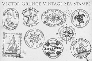 Vector Grunge Vintage Sea Stamps2