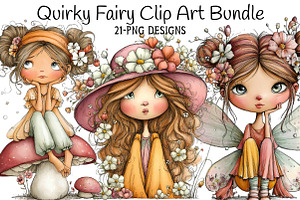 Quirky Fairy Clip Art Bundle, an Illustration by Daily.Designs