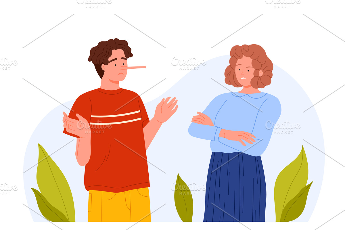 Man Lying with Long Nose, an Object Illustration by Flashvector