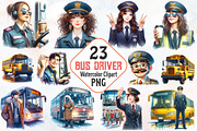 Bus Driver Watercolor Clipart, an Illustration by RobertsArt (Thumbnail 1 of 8)