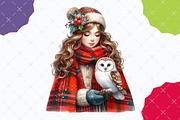 Winter Cottage Girl Watercolor Clipa, an Illustration by designcity5 (Thumbnail 5 of 5)