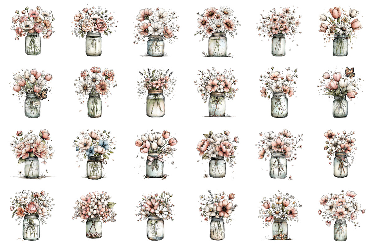 Whimsical Spring Flowers Clipart, an Illustration by designcity5 (Photo 2 of 5)