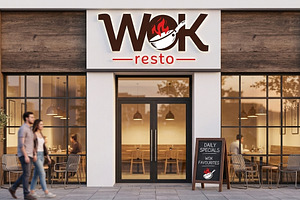 WOK Resto Logo Design Template, a Branding & Logo Template by Atlantis X Nurman Arbai