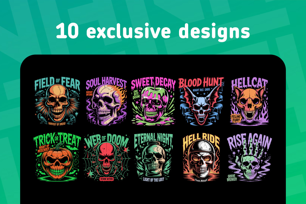 halloween 2025 skull tshirt designs, a Graphic by NH graphic (Photo 2 of 5)