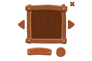 Wooden game buttons and banners, a Graphic by BabySofja