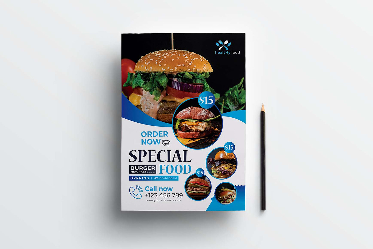 Special Burger Menu Template, a Flyer Template by obayes (Photo 2 of 5)