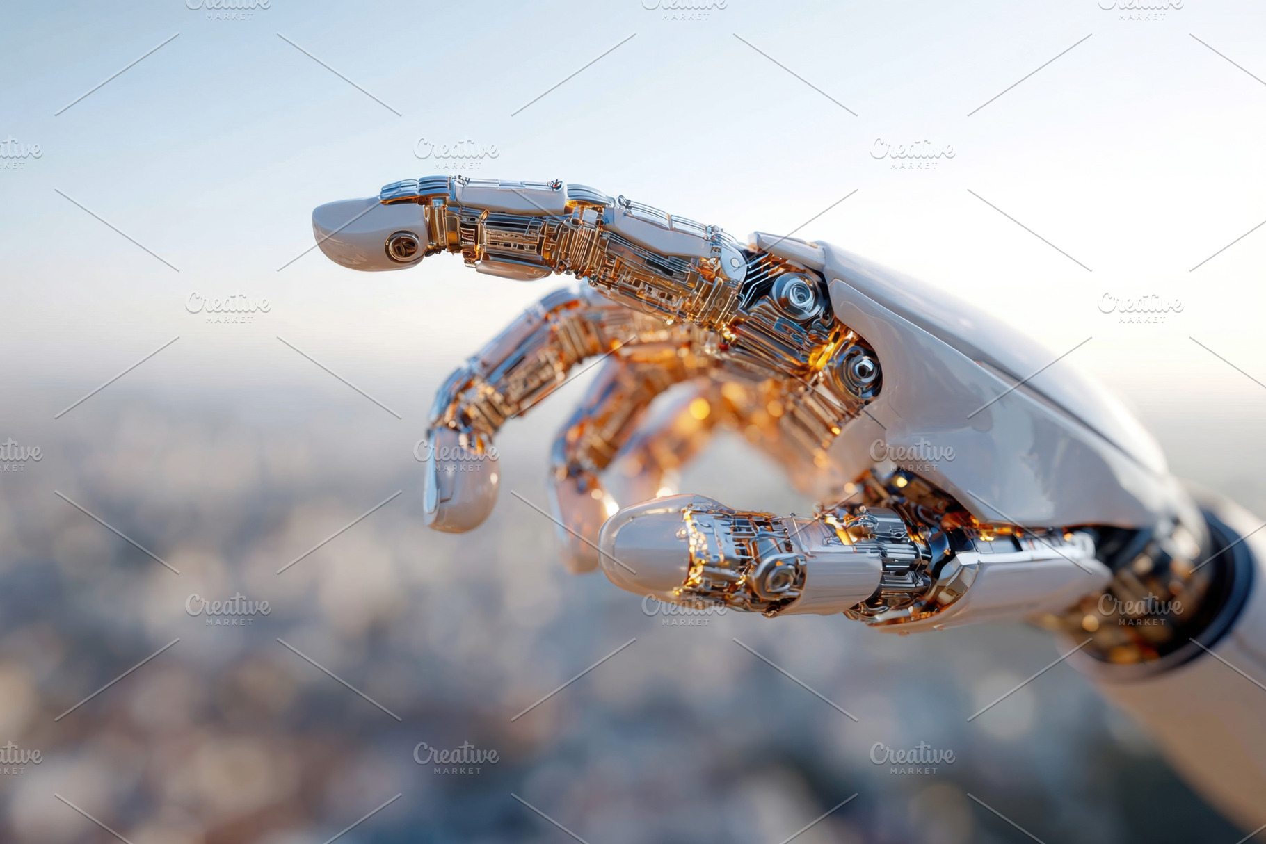 Futuristic robotic hand with glowing elements, a Technology Photo by AlyaAnd