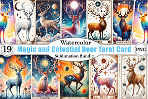 Magic And Celestial Deer Tarot Card