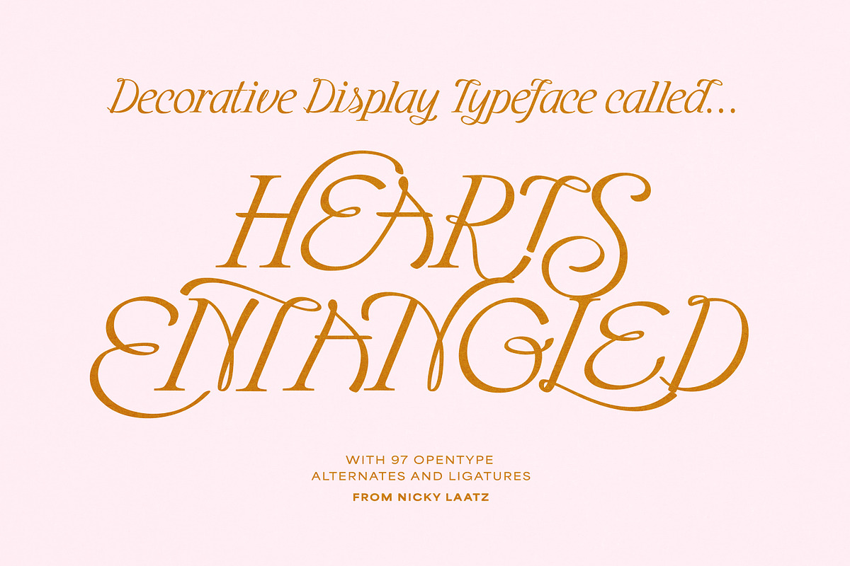 Hearts Entangled Display Typeface, a Script Font by Nicky Laatz (Photo 1 of 37)