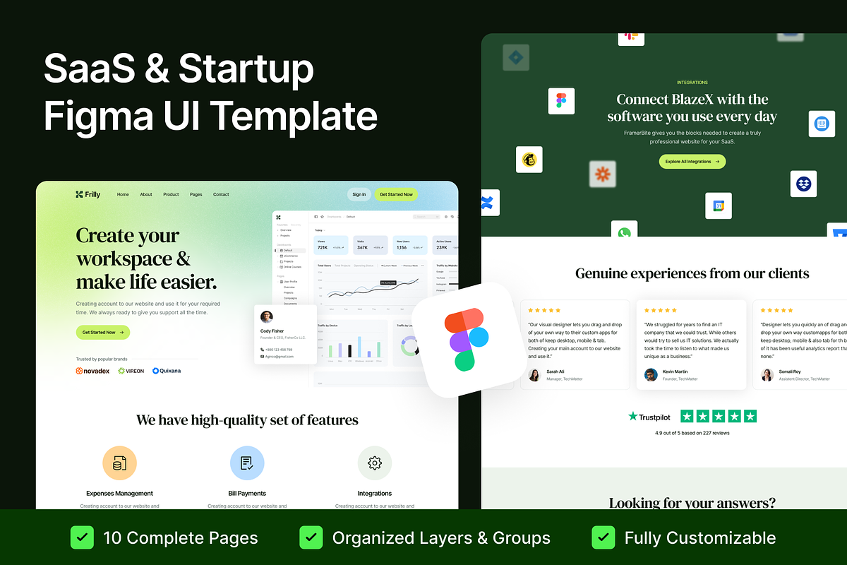 Frilly - SaaS & Startup Figma, an UI Kit Template by FinestDevs (Photo 1 of 4)