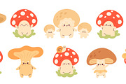Kawaii mushrooms. Cute little fungus, a Texture Illustration by YummyBuum (Thumbnail 2 of 3)