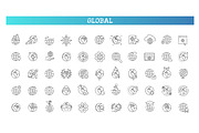 Globe vector icons, an Outline Icon by Tettygreen (Thumbnail 1 of 2)