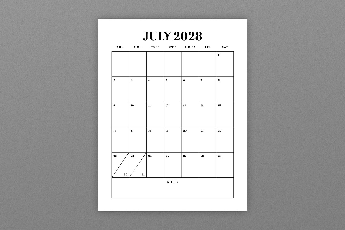 2028 Vertical 8.5x11 Inch Calendar, a Stationery Template by Running With Foxes (Photo 3 of 5)