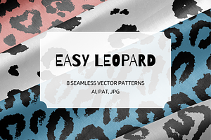 8 Leopard Seamless Patterns Vector