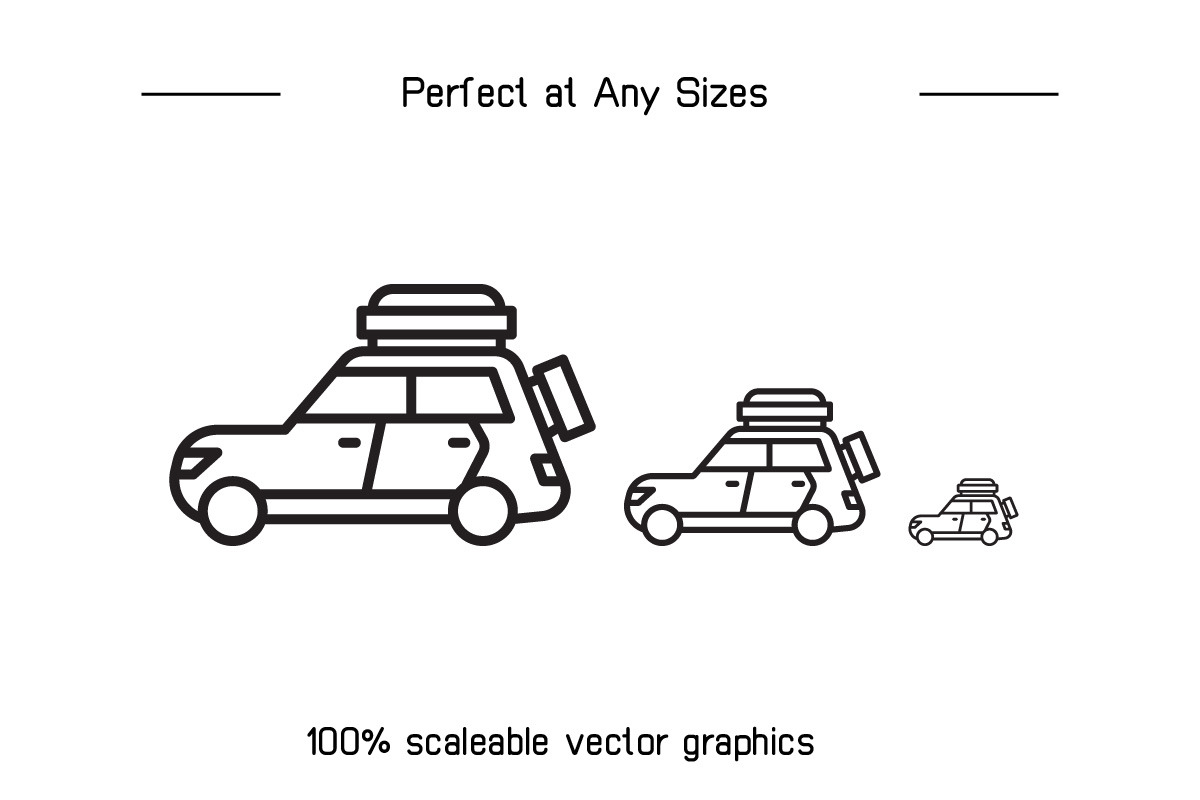 Car and Vehicle Line Icons Bundle, a Transportation Illustration by Designfour (Photo 7 of 8)