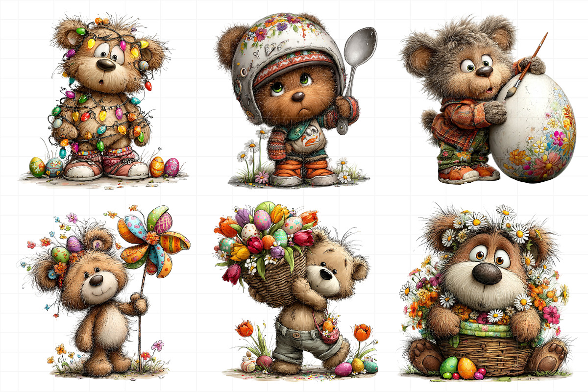 Whimsical Easter Teddy Bear Clipart, an Illustration by Daily.Designs (Photo 8 of 8)