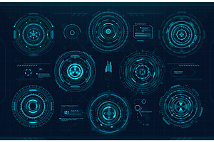 Circular graph bars and HUD UI, a Technology Illustration by Vector Tradition