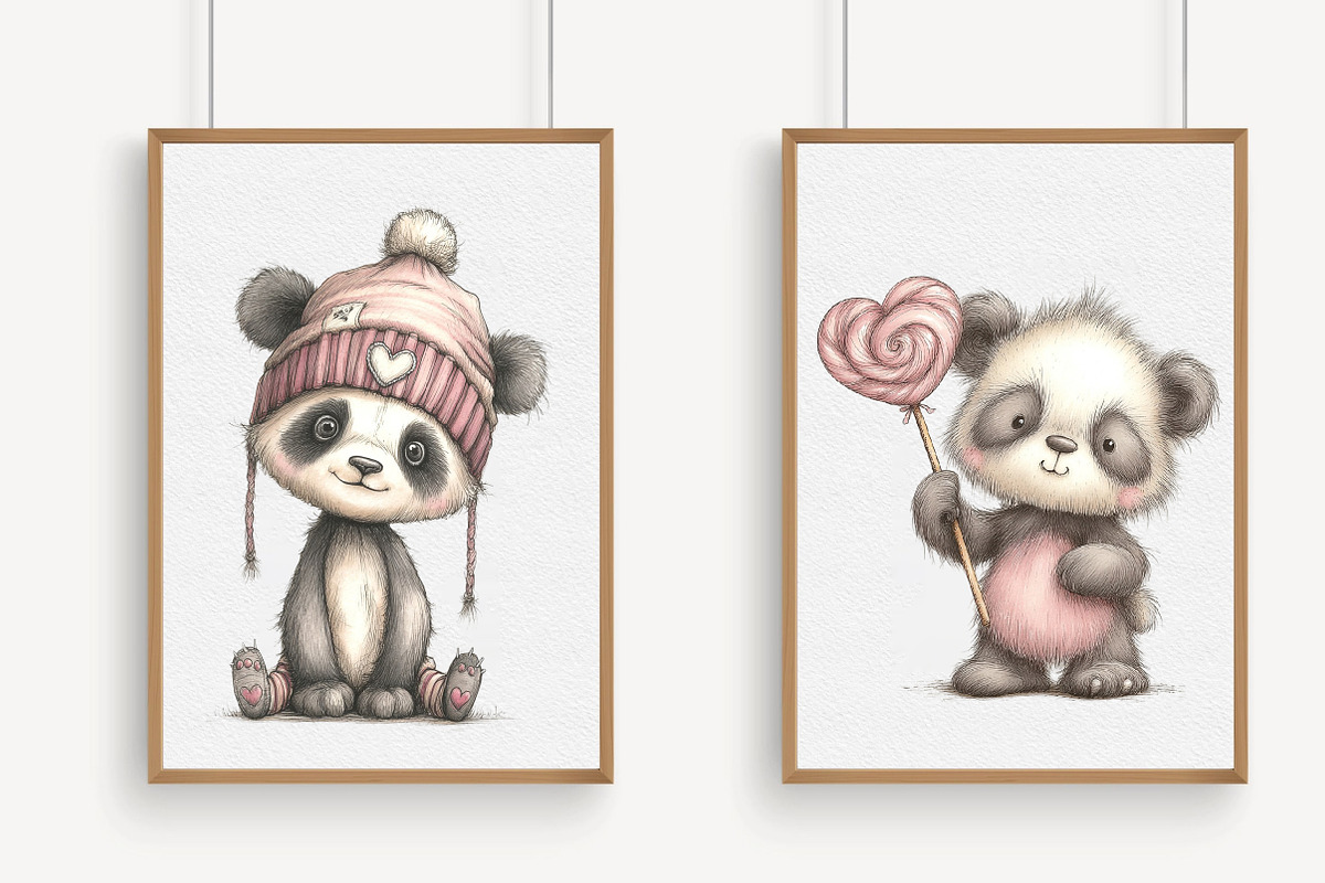 Whimsical Valentine Panda Clipart Se, an Illustration by Libby Wishes (Photo 3 of 6)
