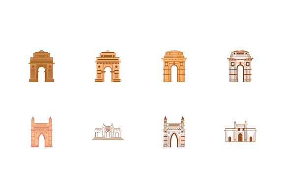 Indian Monuments Vector Icons preview 2