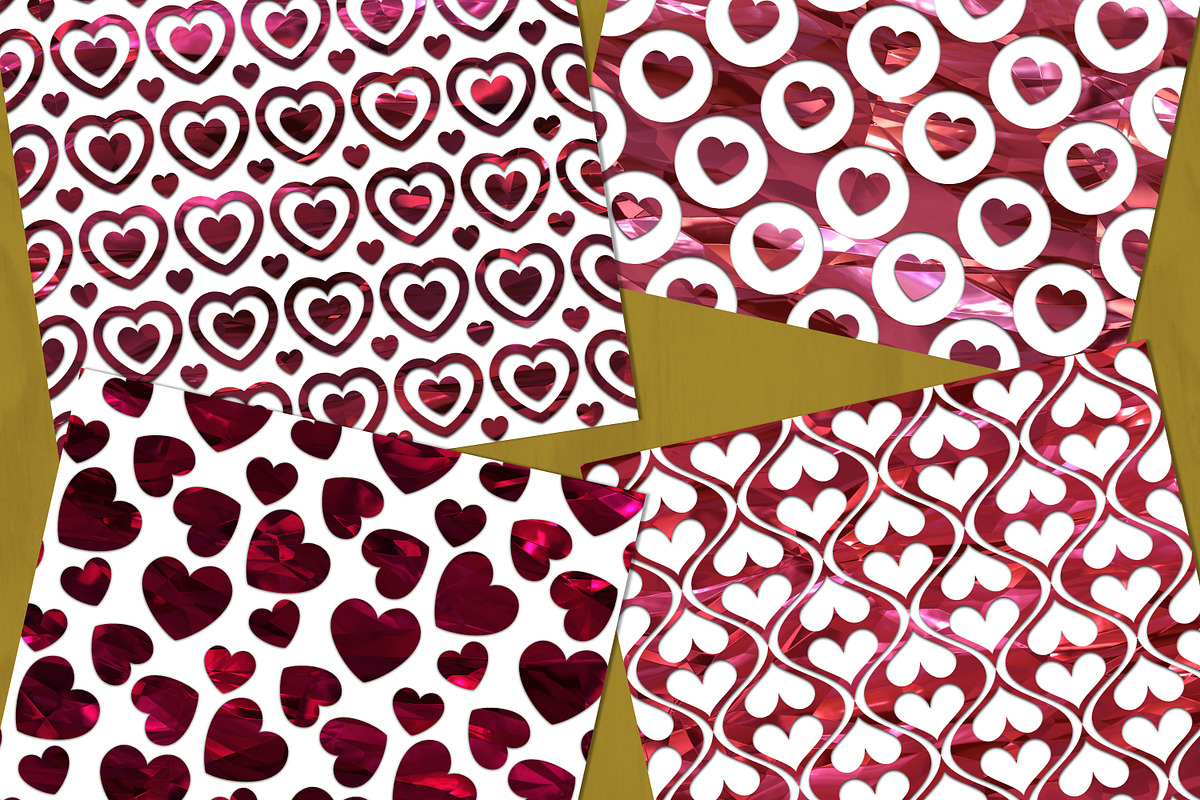 Red Foil Valentine Heart Patterns, a Pattern Graphic by Skritch Studio (Photo 5 of 6)