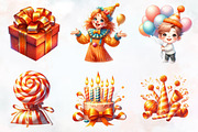 Kids Orange Birthday Watercolor Pngs, an Illustration by RobertsArt (Thumbnail 2 of 7)