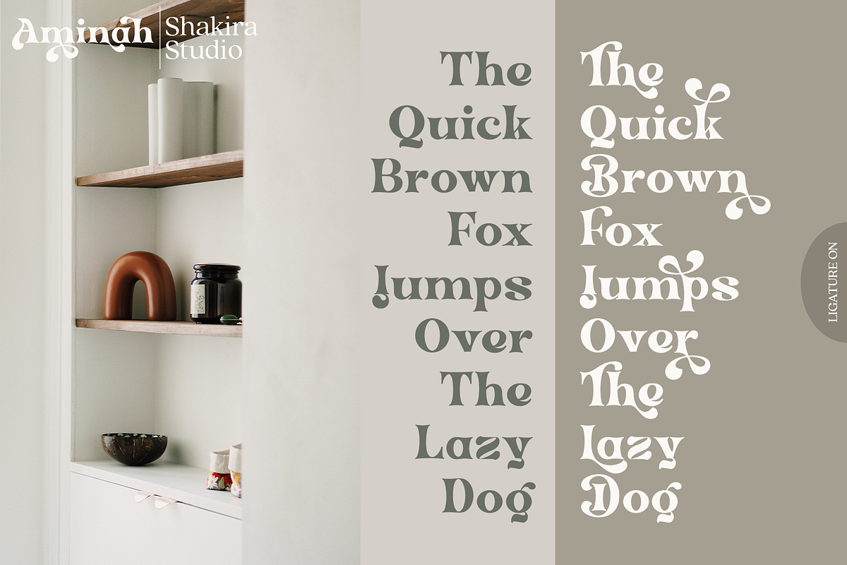 Aminah - Modern Retro Serif, a Serif Font by Shakira Studio (Photo 8 of 11)