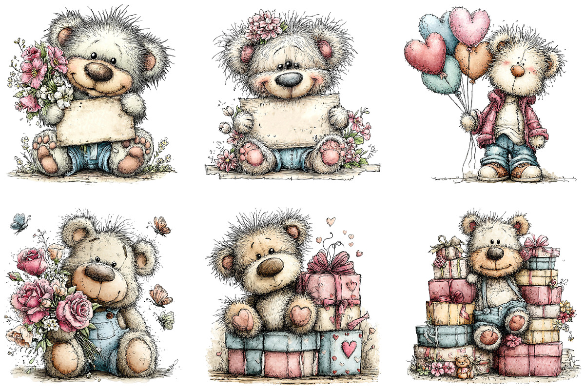 Teddy Bear Mother’s Day Clipart, an Illustration by CraftArtStudio (Photo 5 of 6)