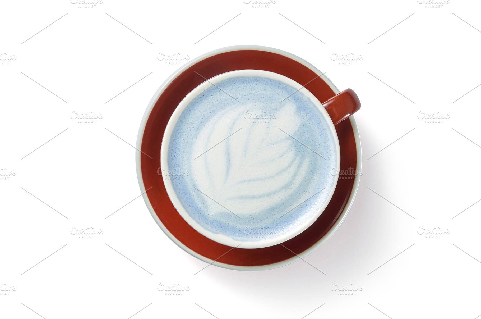 Tasty blue matcha latte with foam in, a Food & Drink Photo by Yaroslav Danylchenko