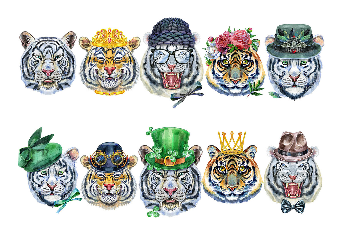 Watercolor borders from tigers, an Animal Illustration by Watercolor fantasy (Photo 4 of 7)